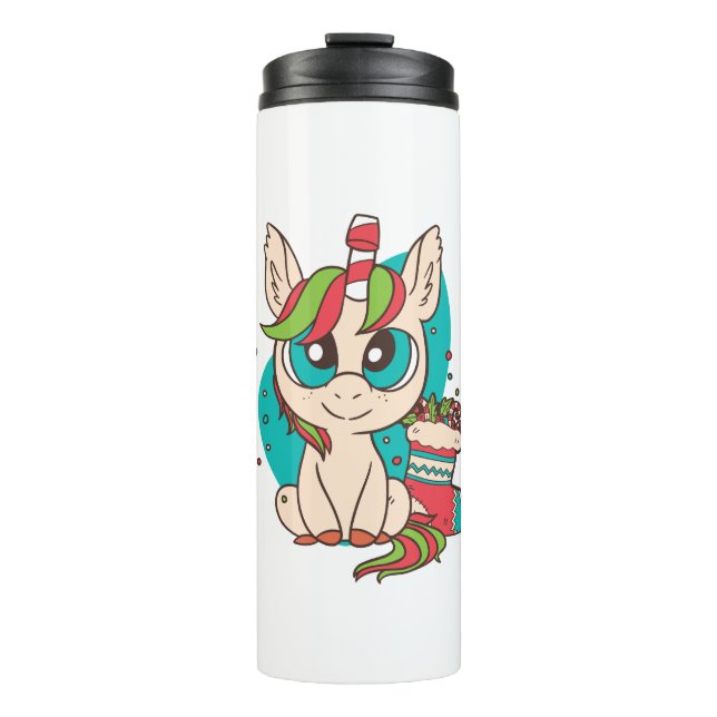 Niedliches Weihnachtskostgeschenk für Pony Lover Thermosbecher (Vorderseite)