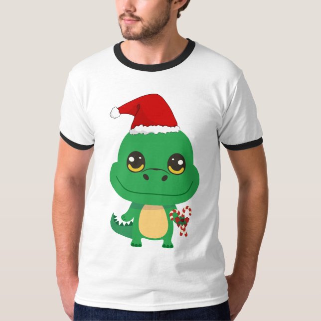 Niedliches Weihnachtskrokodil T-Shirt (Vorderseite)