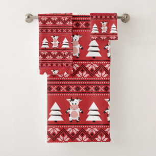 Niedliches Weihnachtskuchenhandtuch-Set Badhandtuch Set