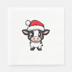 Niedliches Weihnachtskuh Xmas Comic Serviette