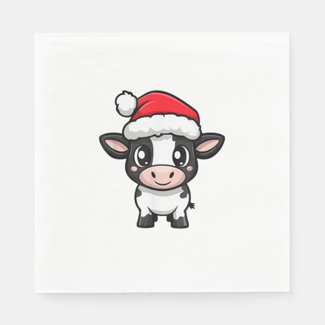 Niedliches Weihnachtskuh Xmas Comic Serviette (Vorderseite)