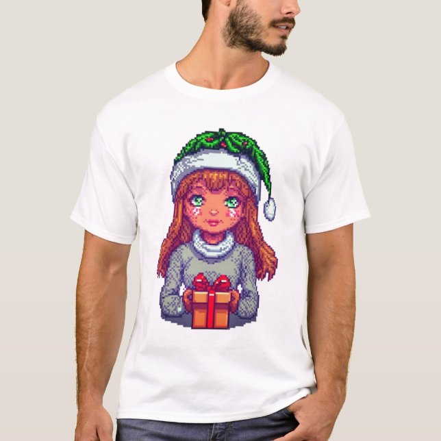 Niedliches Weihnachtsmädchen-Kunsthemd T-Shirt (Vorderseite)