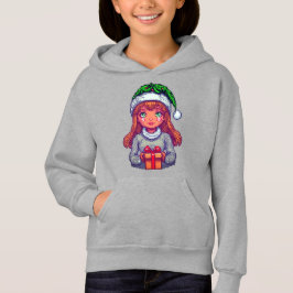 Niedliches Weihnachtsmädchen pixelart Hoodie