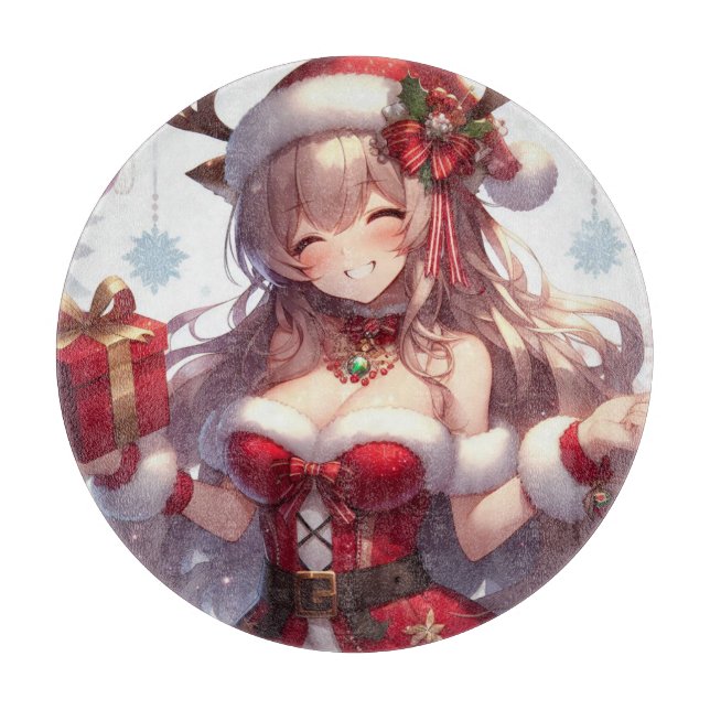 Niedliches Weihnachtsmädchen Schneidebrett (Vorderseite)