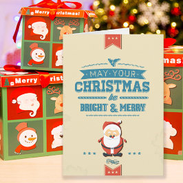 Niedliches Weihnachtsmann-Band-blaues Feiertagskarte