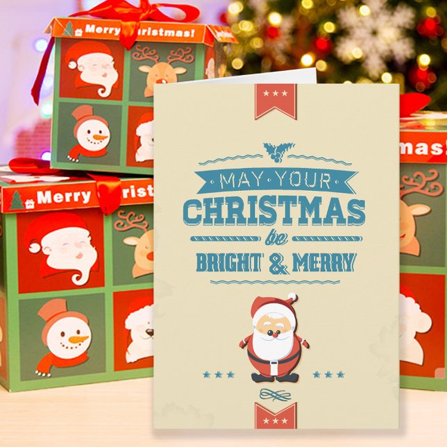 Niedliches Weihnachtsmann-Band-blaues Feiertagskarte (Von Creator hochgeladen)