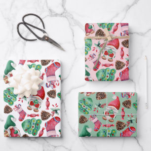 Niedliches Weihnachtsmuster für Wasserfarben Geschenkpapier Set