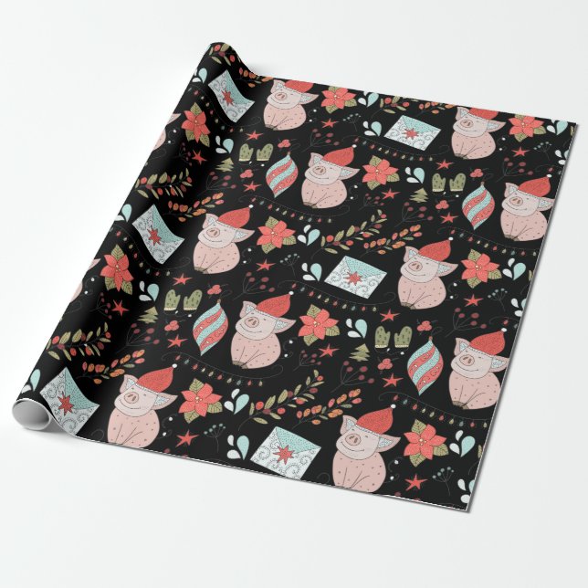 Niedliches Weihnachtsmuster Geschenkpapier (Ungerollt)