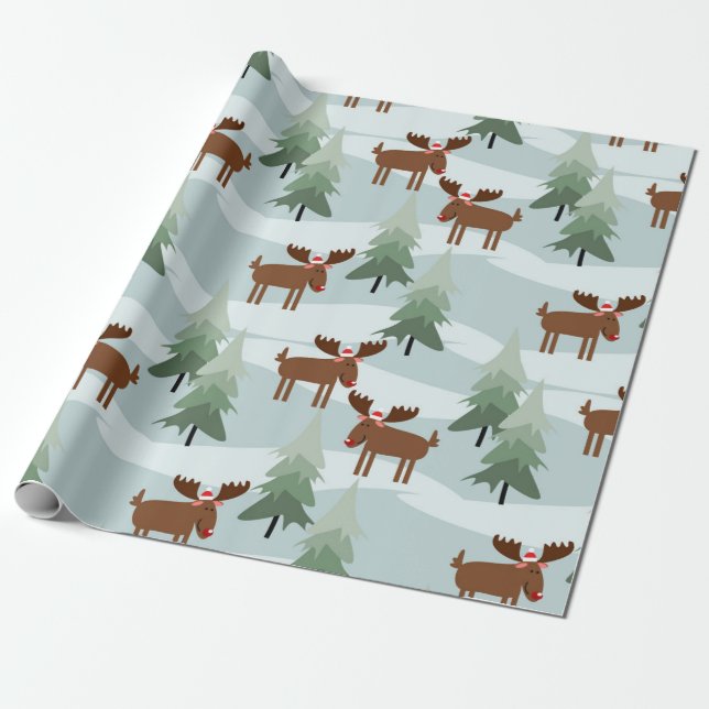 Niedliches Weihnachtsmuster Geschenkpapier (Ungerollt)