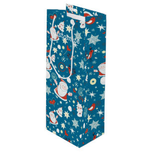 Niedliches Weihnachtsmuster Geschenktüte Für Weinflaschen