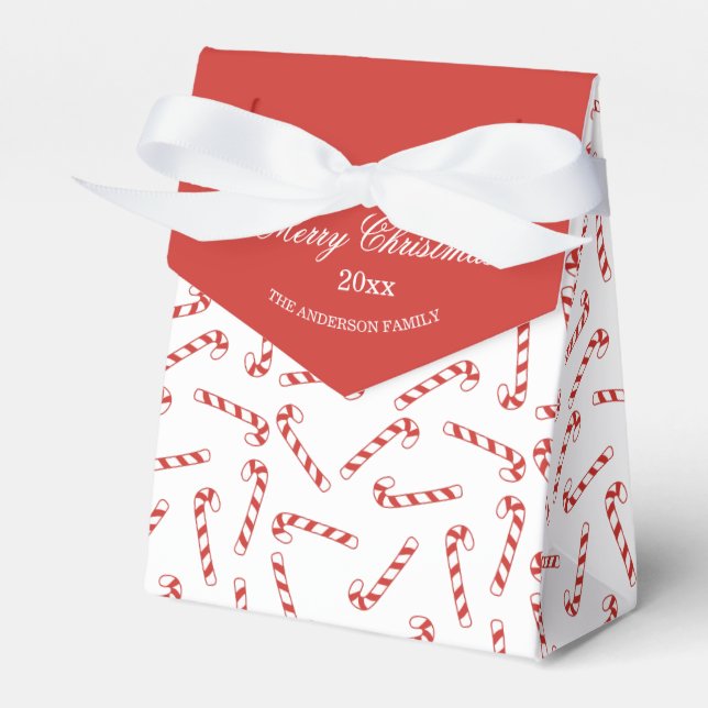 Niedliches Weihnachtsmuster in Rot und Weiß Candy  Geschenkschachtel (Vorderseite)