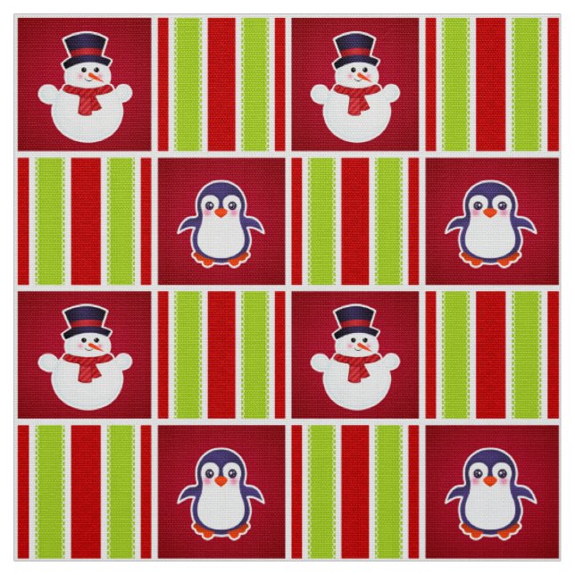 Niedliches Weihnachtsmuster mit Schneemännern und  Stoff (Muster)