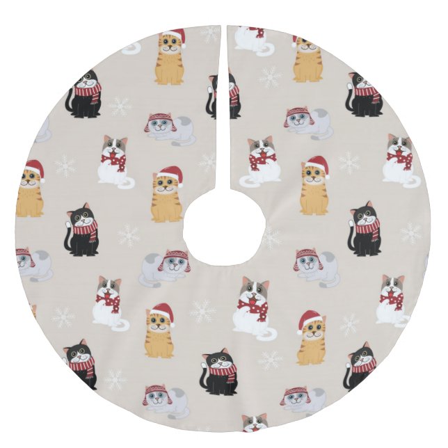 Niedliches Weihnachtsmuster Polyester Weihnachtsbaumdecke (Vorderseite)