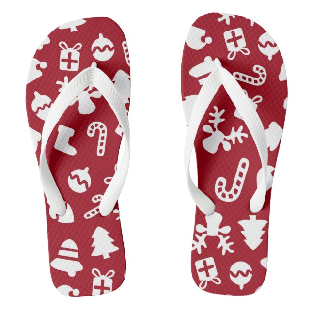Niedliches Weihnachtsmuster Rot Flip Flops (Fußbett)