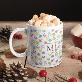 Niedliches Weihnachtsmuster und Monogramm Kaffeetasse