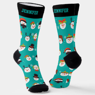 Niedliches Weihnachtsmuster Winter Snowman Cartoon Socken