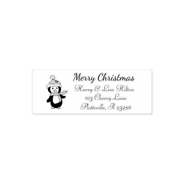 Niedliches Weihnachtspenguin-Adressenlabel Permastempel (Design)