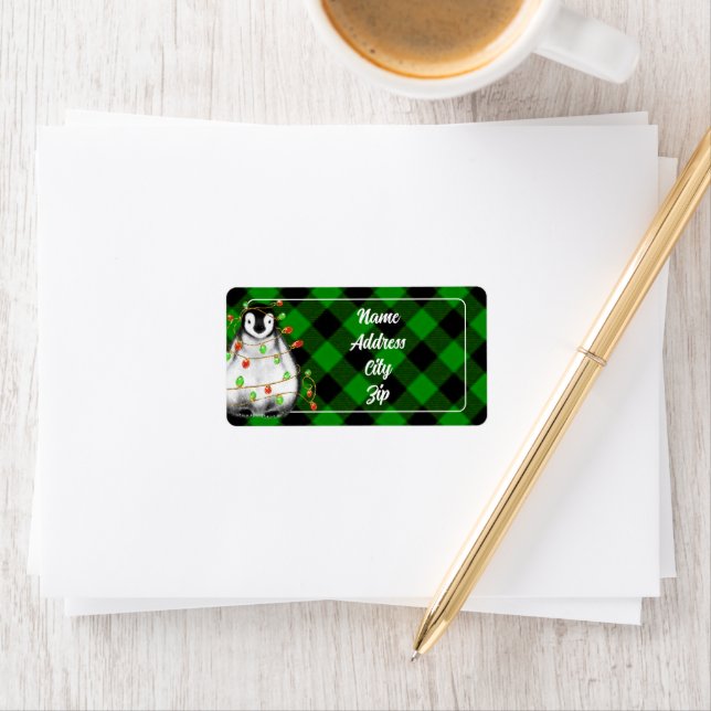 Niedliches Weihnachtspenguin festliches arktisches Adressaufkleber (Insitu)