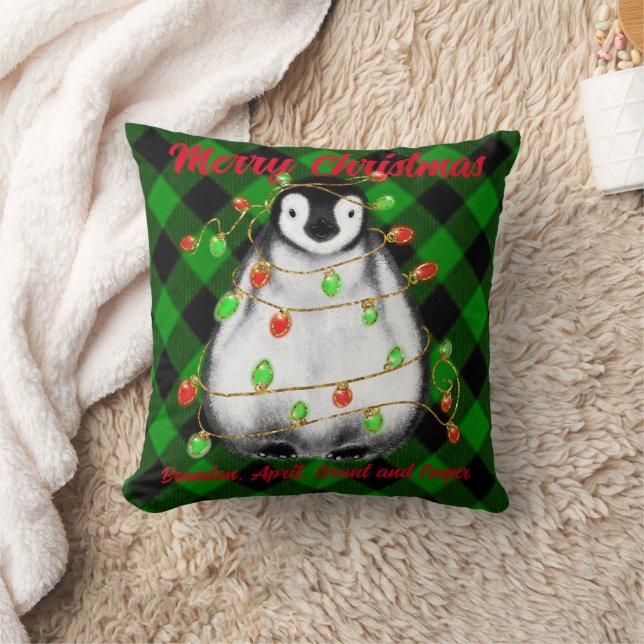Niedliches Weihnachtspenguin festliches arktisches Kissen (Decke)