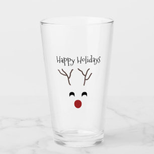 Niedliches Weihnachtsren-Gesichts-glückliche Glas