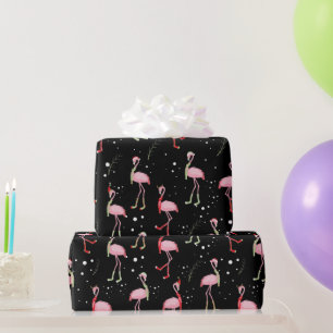 Niedliches Weihnachtsrosa Flamingo-Muster Geschenkpapier