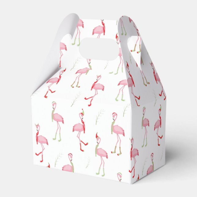 Niedliches Weihnachtsrosa Flamingo-Muster Geschenkschachtel (Vorderseite)