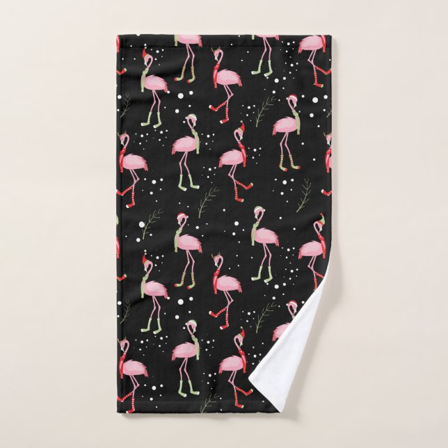 Niedliches Weihnachtsrosa Flamingo-Muster Handtuch (Handtuch)