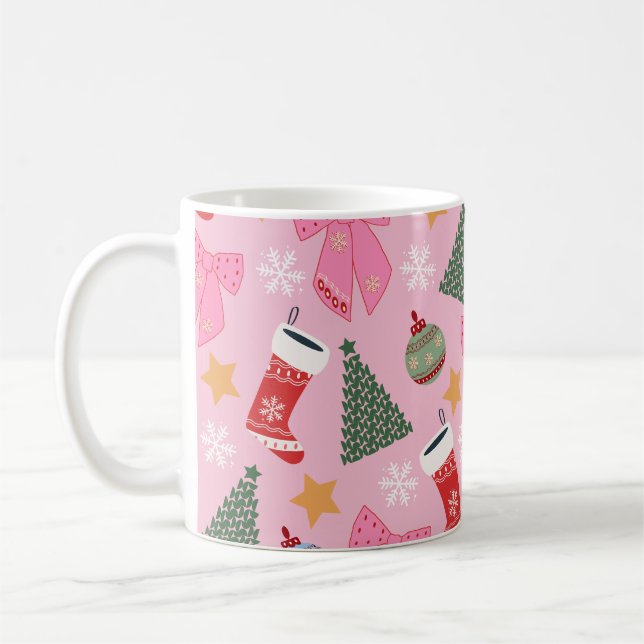 Niedliches Weihnachtsrosa Kaffeetasse (Links)
