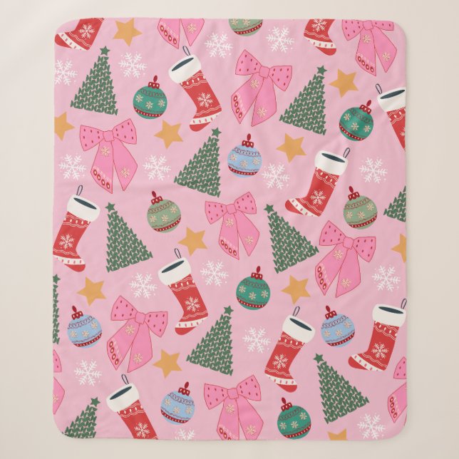 Niedliches Weihnachtsrosa Sherpadecke (Vorderseite)