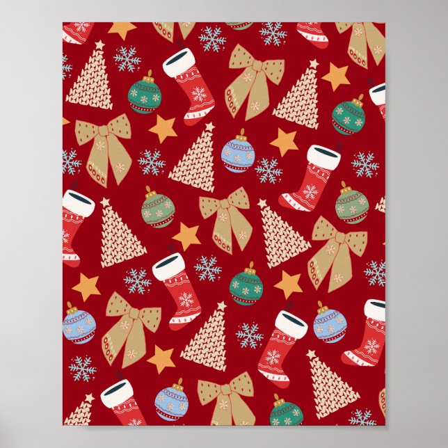 Niedliches Weihnachtsrot Poster (Vorne)