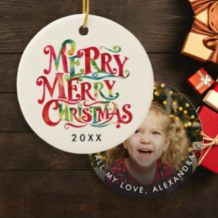 Niedliches Weihnachtsrot und grüne Wasserfarbe Typ Keramik Ornament