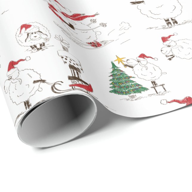 Niedliches Weihnachtsschaf-Wrapping Paper Geschenkpapier (Rolleneckpunkt)