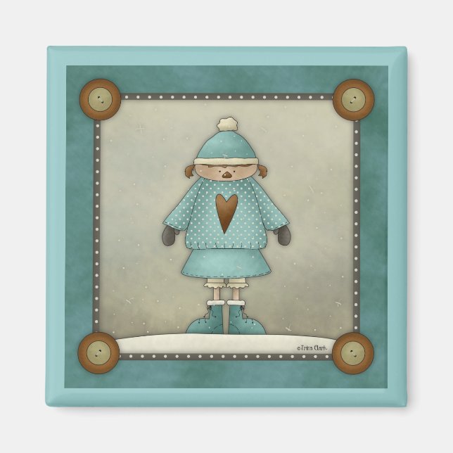 Niedliches Weihnachtsschneekid Magnet (Vorne)