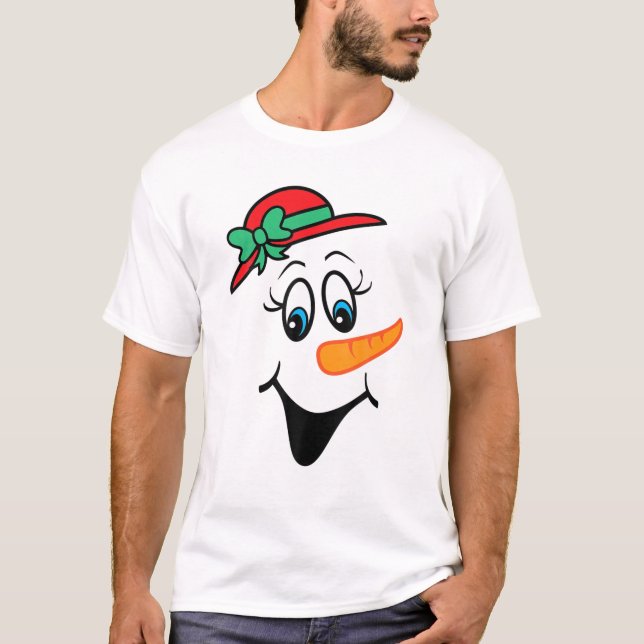 Niedliches Weihnachtsschneemännchen Snowman Face K T-Shirt (Vorderseite)