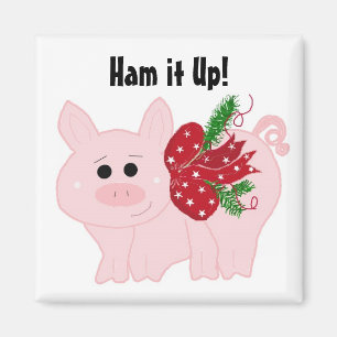 Niedliches Weihnachtsschwein - Ham it Up! Magnet