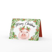 Niedliches Weihnachtsschwein und Berries