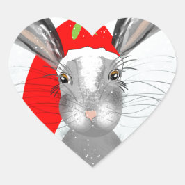 Niedliches Weihnachtssommer Bunny Rabbit Herz-Aufkleber