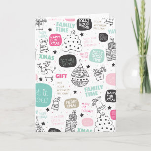 Niedliches Weihnachtssüße Gekritzelkarte Feiertagskarte