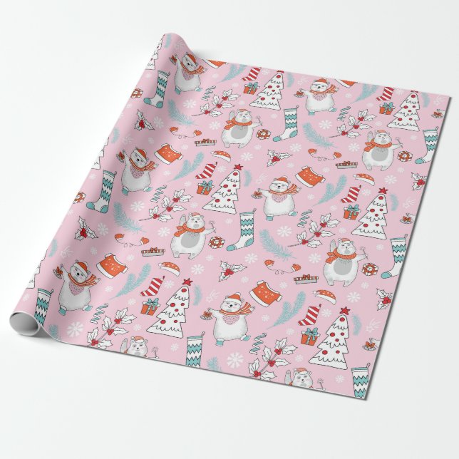 Niedliches Weihnachtswackelpapier Geschenkpapier (Ungerollt)