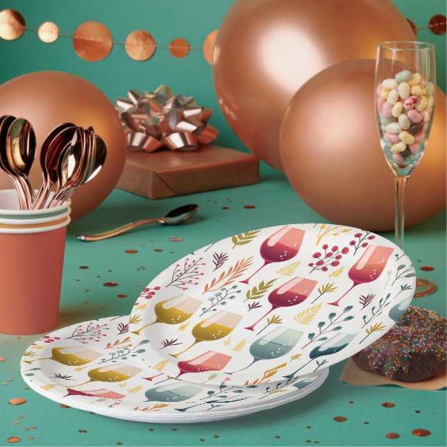 Niedliches Weinbecher Pappteller (Multi)