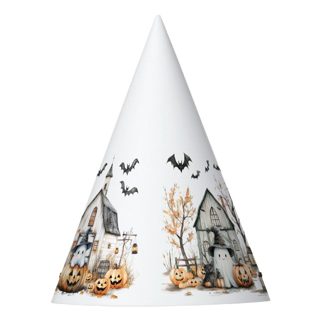 Niedliches Weiß- und Orangenschaum mit Herbststall Partyhütchen (Vorderseite)