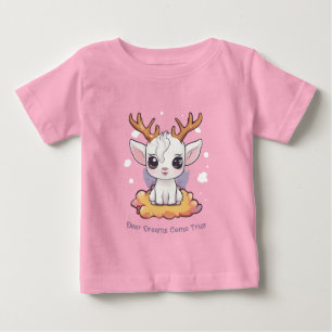 Niedliches Weiße Hirsche mit Antlern an einer Wolk Baby T-shirt