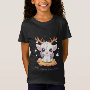 Niedliches Weiße Hirsche mit Antlern an einer Wolk T-Shirt