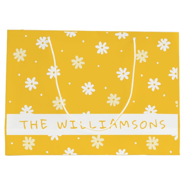 Niedliches Weißes Abendrot Personalisiert-Gelbes O Große Geschenktüte (Rückseite)