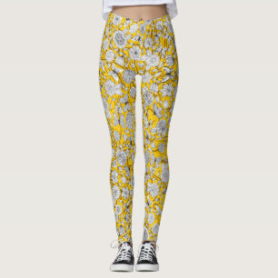 Niedliches, weißes, blumengelbes Design Leggings