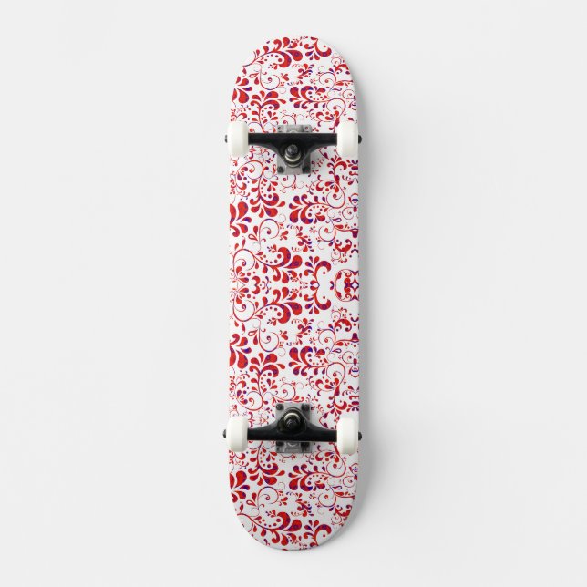 Niedliches, weißes Blumenmuster Skateboard (Vorderseite)