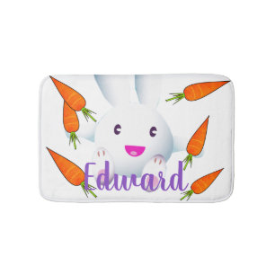 Niedliches Weißes Bunny & Carrots Badematte