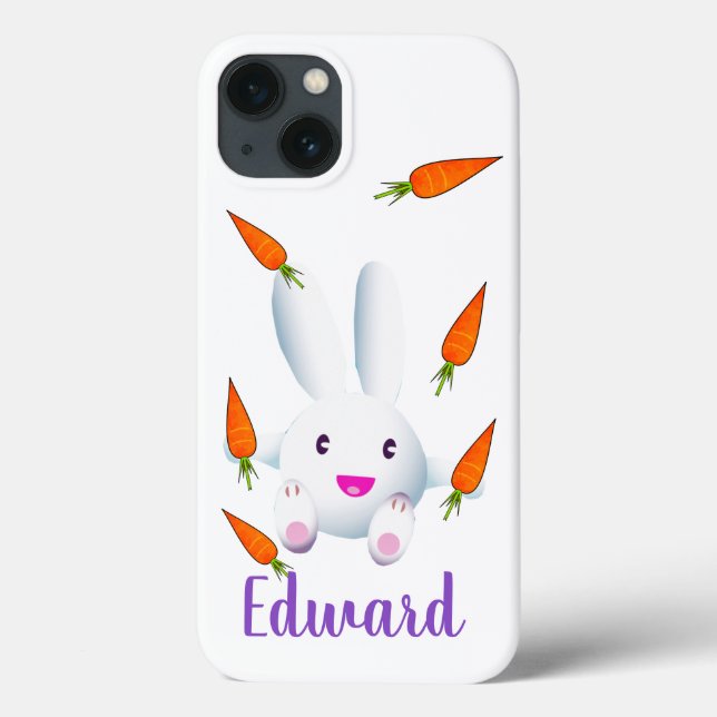 Niedliches Weißes Bunny & Carrots Case-Mate iPhone Hülle (Rückseite)