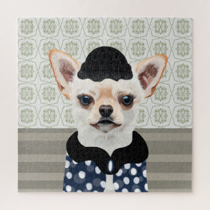 Niedliches Weißes Chihuahua-Dog-Portrait Puzzle