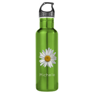 Niedliches weißes Daisy Monogramm Floral Edelstahlflasche